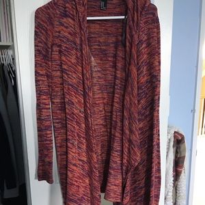 Forever 21 hooded multicolor cardigan